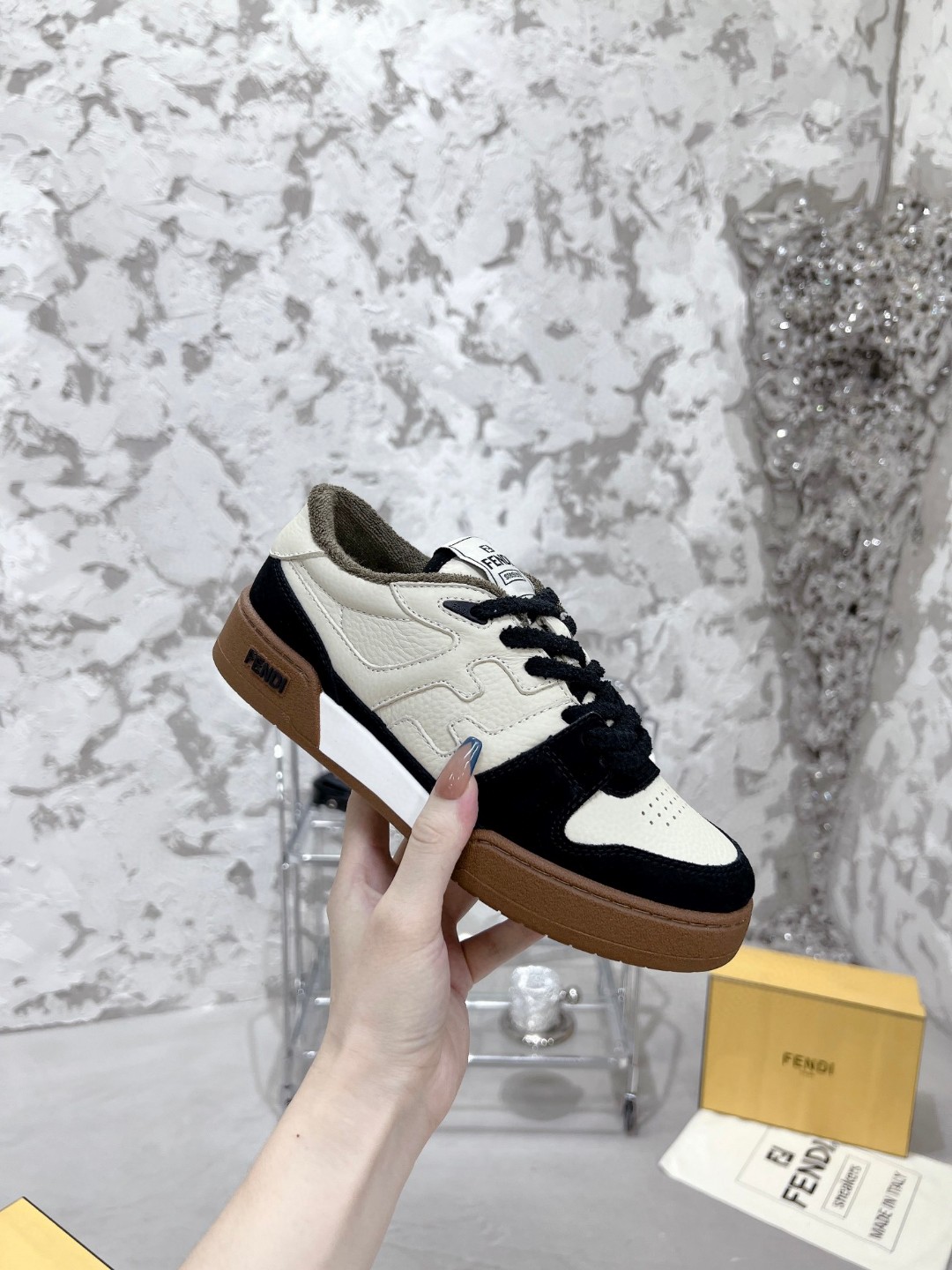 F**di FD F**di Match Low Tops Sneakers Black For Women 7E1493AHH2F1FZB