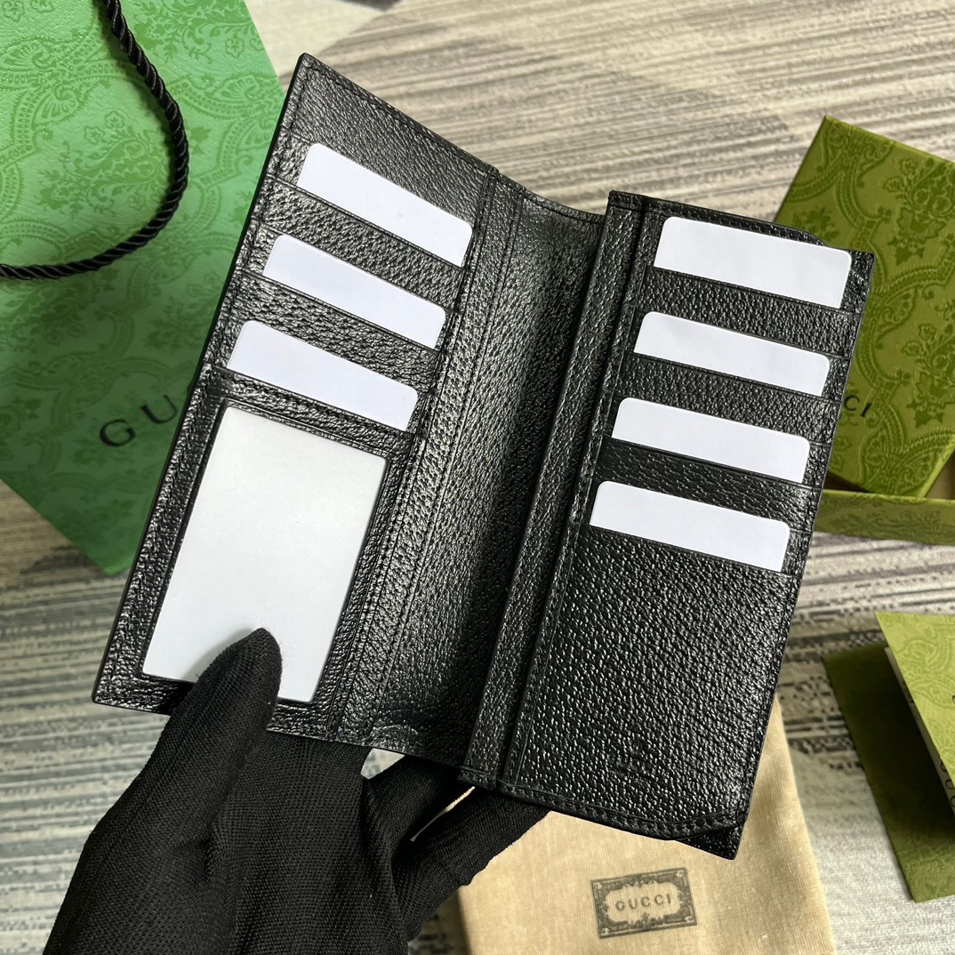 Gvc*1 GG Marmont Long Wallet Black For Men 7.1in/18cm ‎‎‎428740 DJ20T 1000