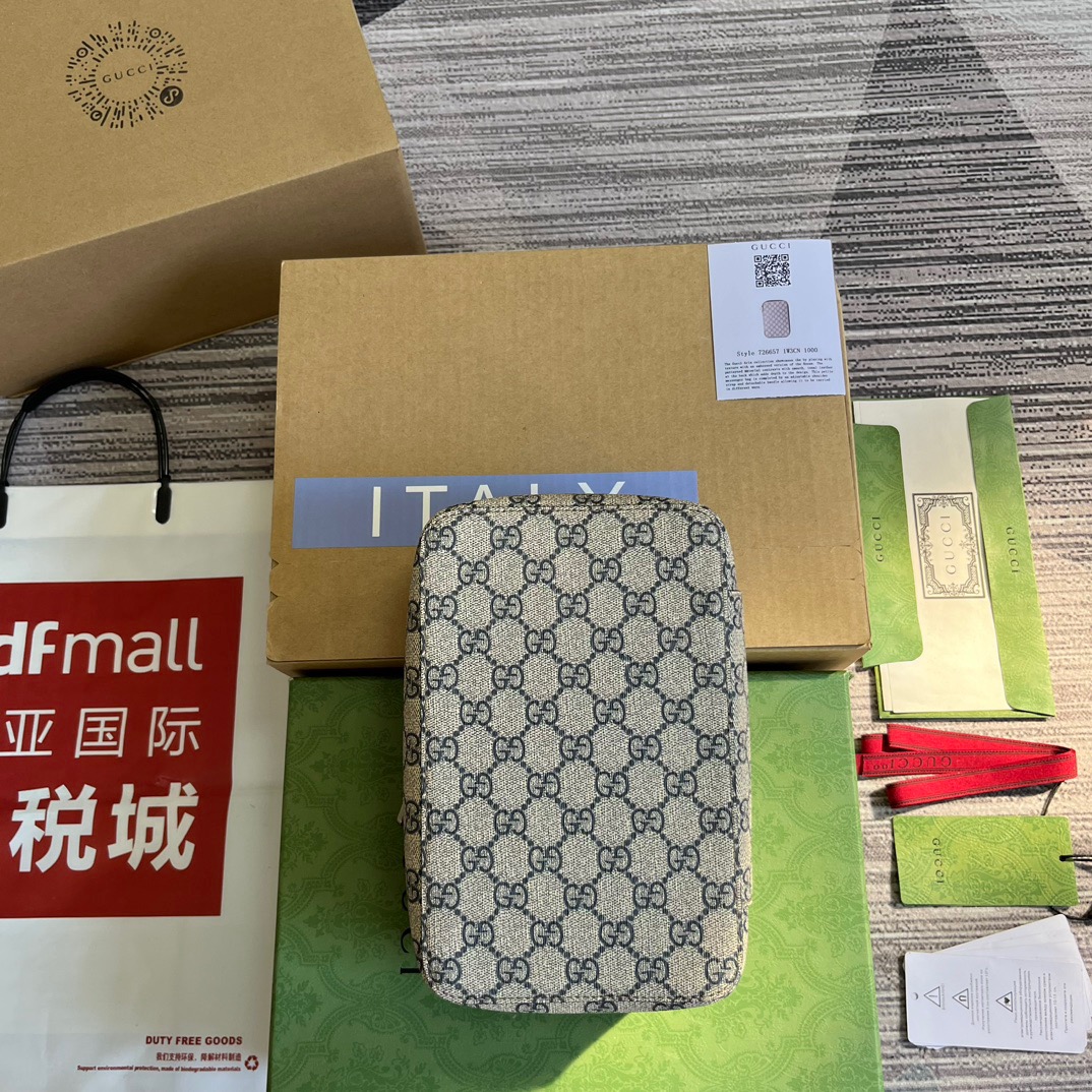 Gvc*1 GG Mini Packing Cube Svp*me Canvas Beige/Grey For Men 8.7in/22cm ‎‎‎726657 KGD0N 4060