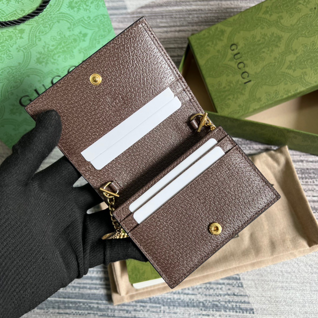 Gvc*1 Ophidia GG Card Case Wallet Svp*me Canvas Beige For Women‎ 4.3in/11cm 523155 96IWG 8745