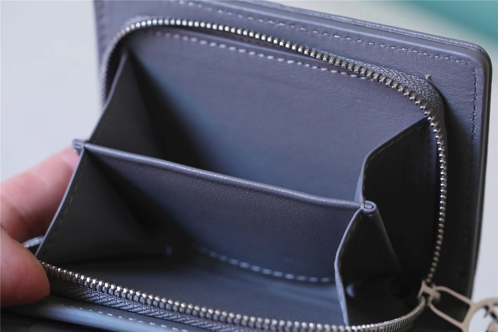 Lou Wallet Monogram Embossed Grey For Women 4.3in/11cm