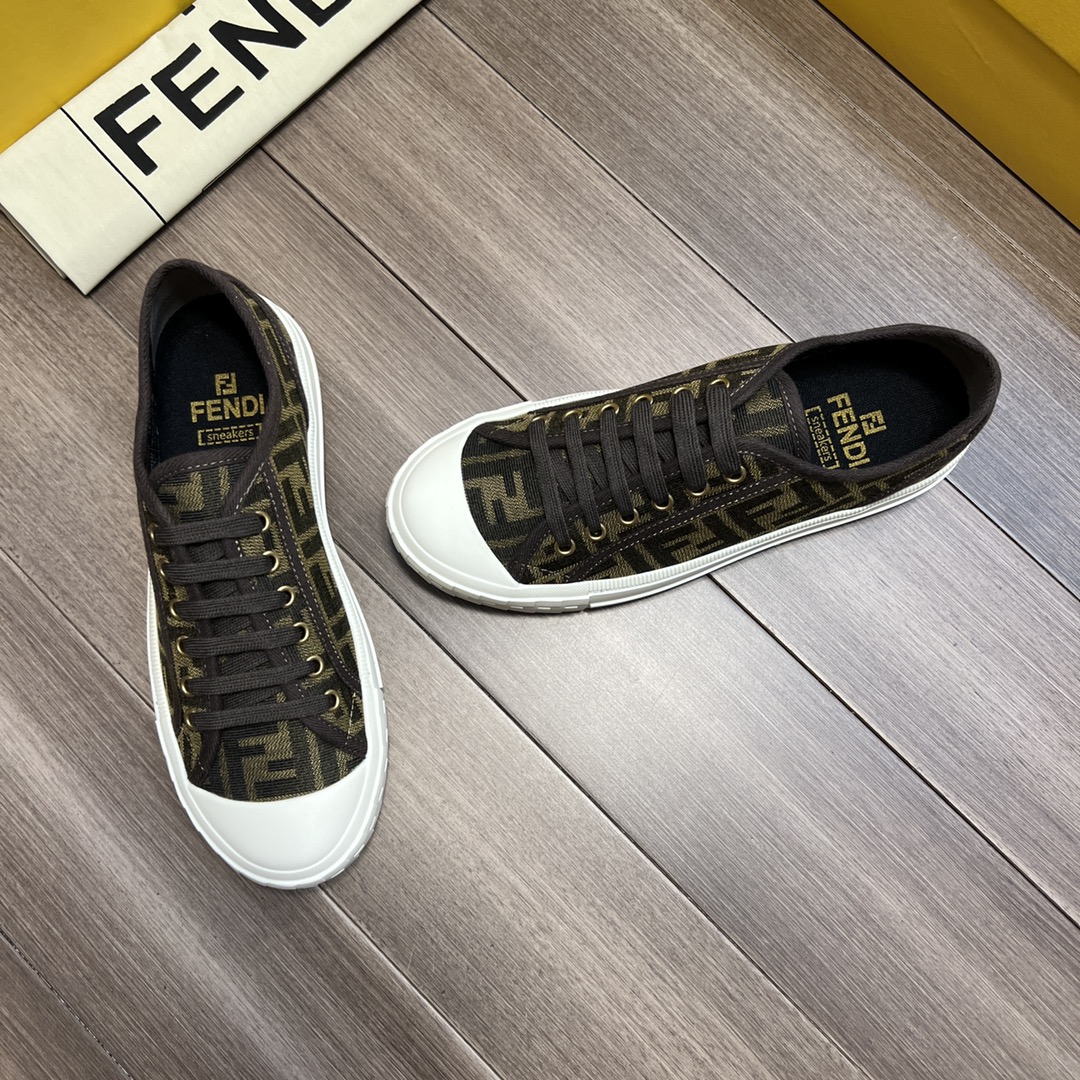 F**di FD Domino Fabric Low-Tops Sneakers Brown For Men 7E1553AJZXF0R7V