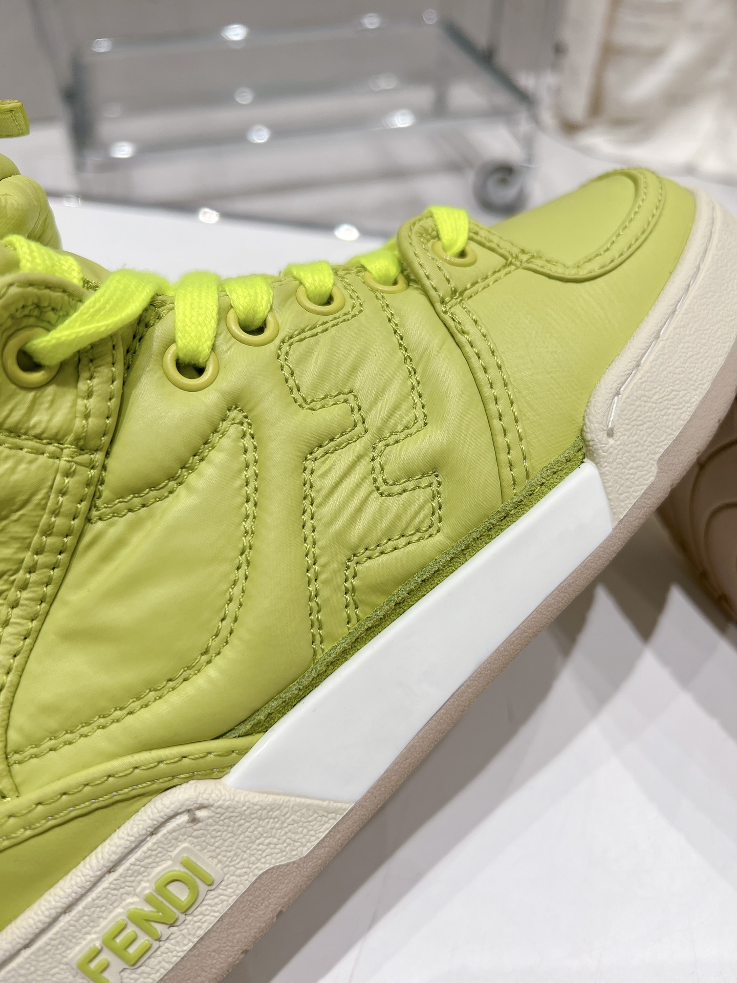 FD F**di Match Lace-Up High-Top Sneakers Green For Women