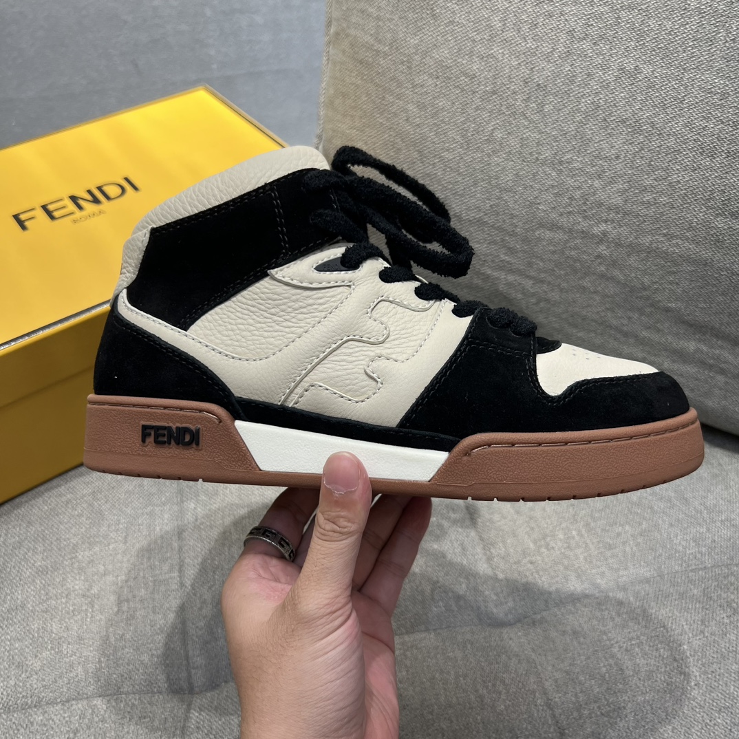 F**di FD F**di Match Lace-Up Hight-Tops Sneakers Black For Men 8E8358AHH2F1FZB