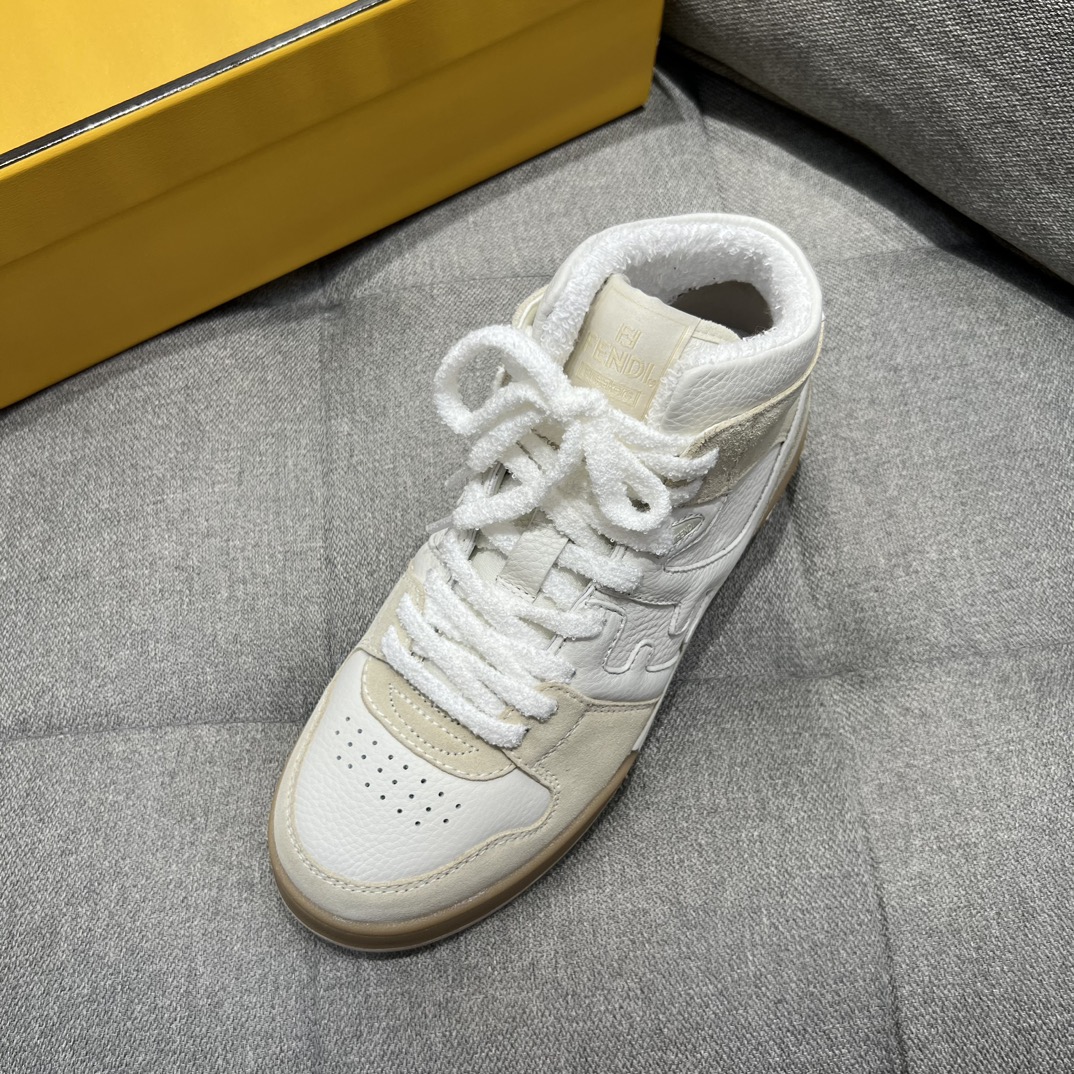 F**di FD F**di Match Lace-Up High-Tops Sneakers White For Men 8E8358AHH2F1FHS