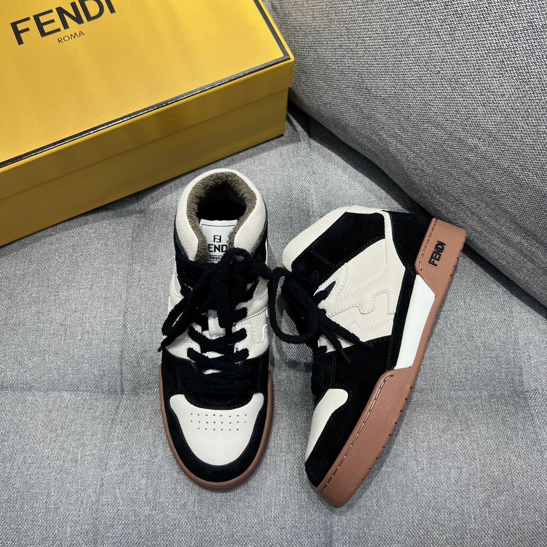 F**di FD F**di Match Lace-Up Hight-Tops Sneakers Black For Men 8E8358AHH2F1FZB