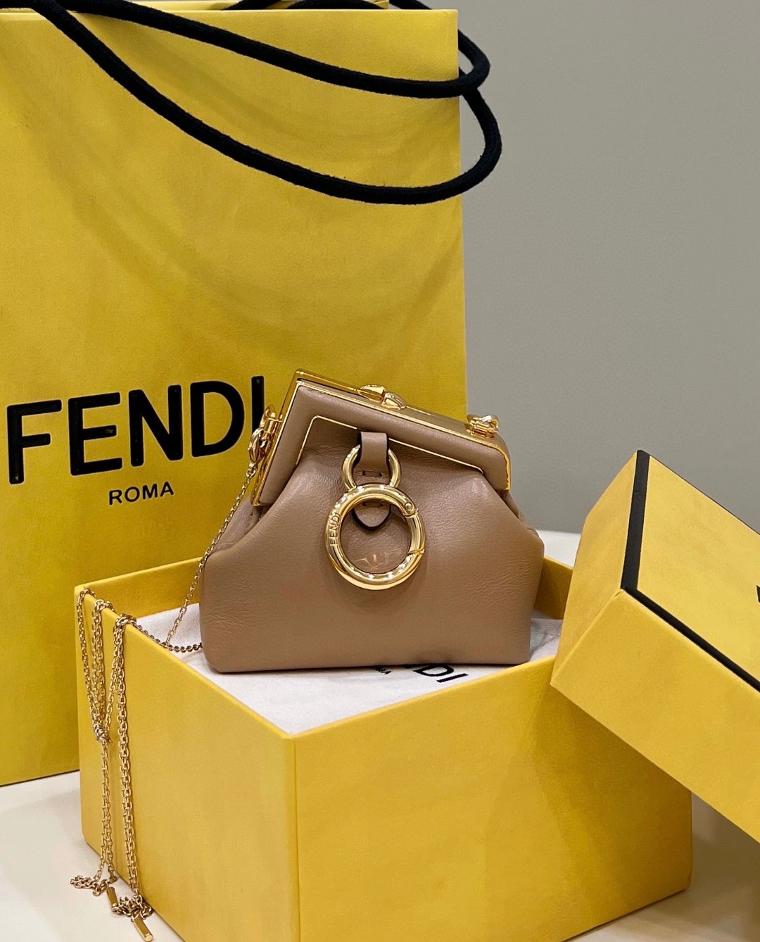 F**di FD First Nano Bag White/Beige/Multicolor For Women 4.6 in/ 11.5 cm