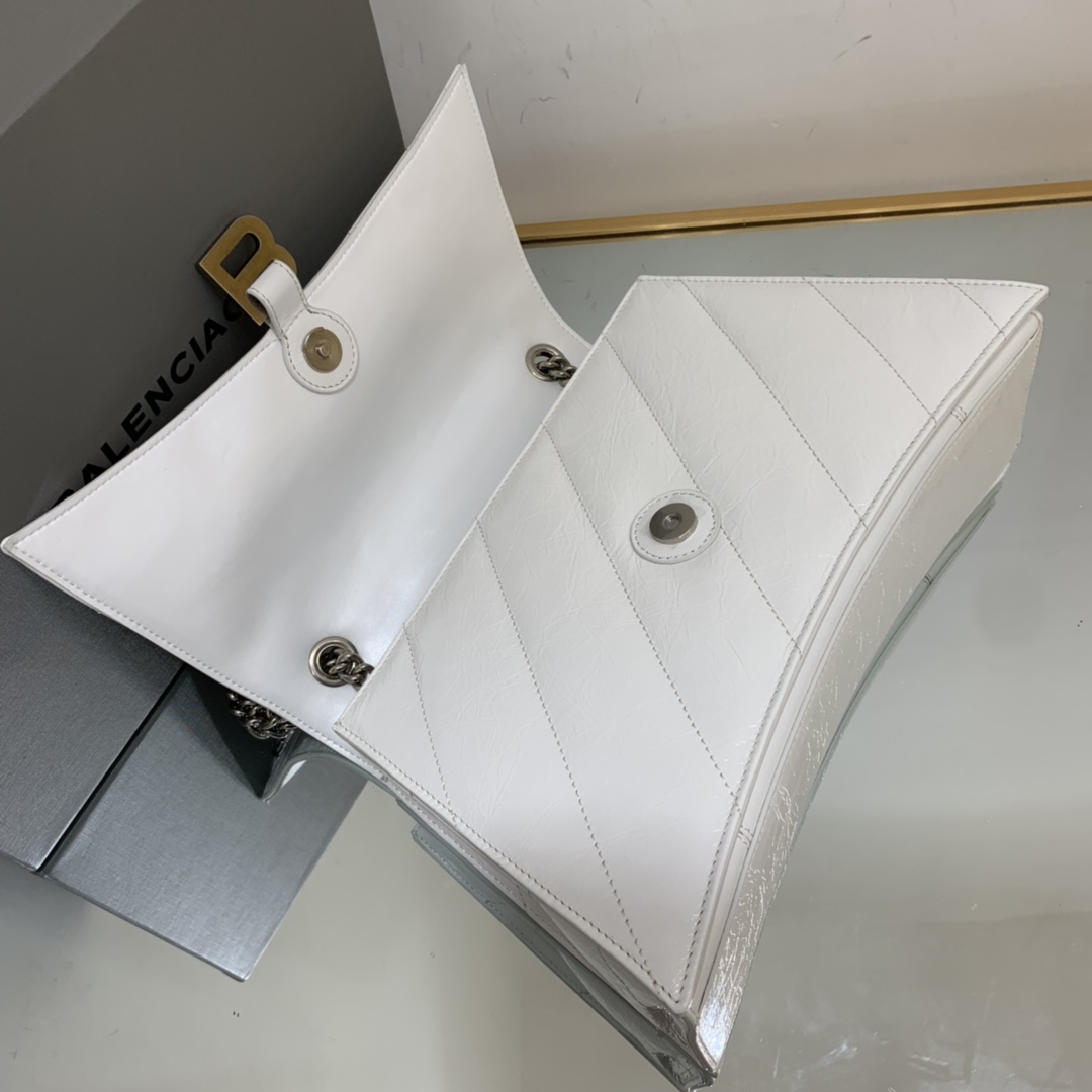 Ba1en*iaga Crush Medium Chain Bag Black/White For Women‎ 12.2in/31cm