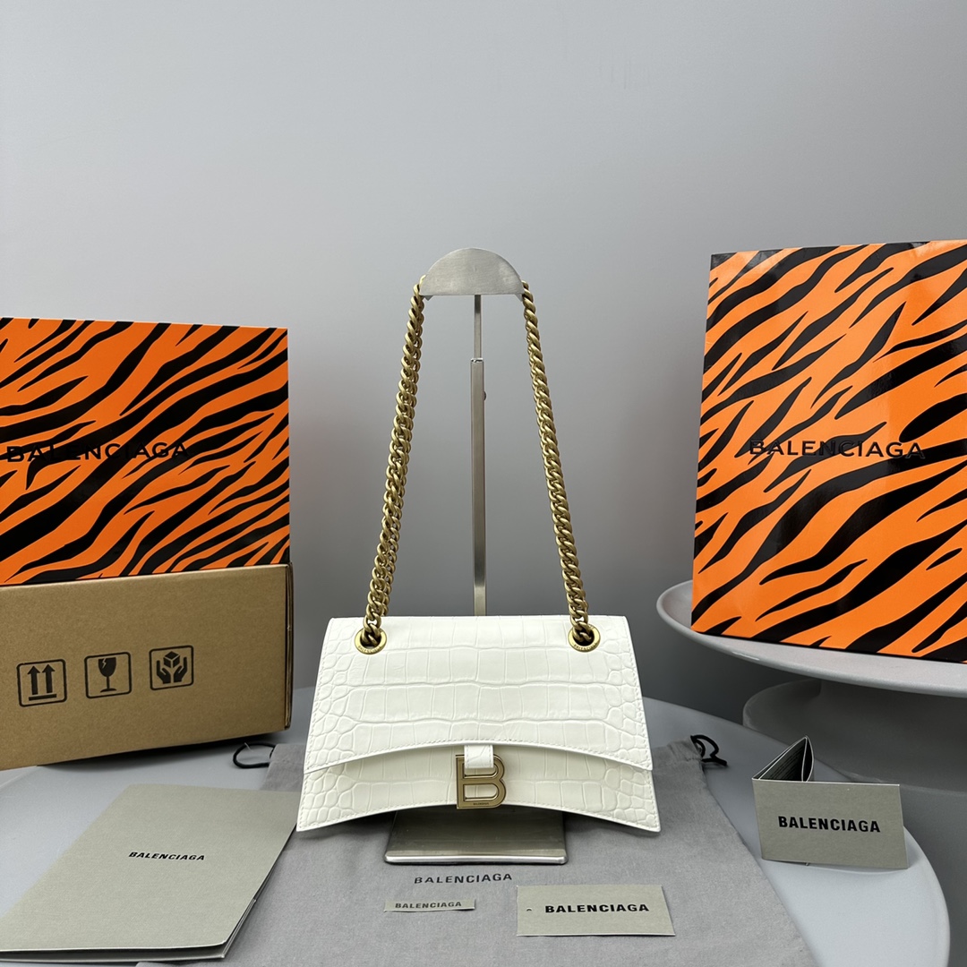 Ba1en*iaga Crush Small Chain Bag Black/White For Women‎ 9.8in/25cm 716351210IX1000