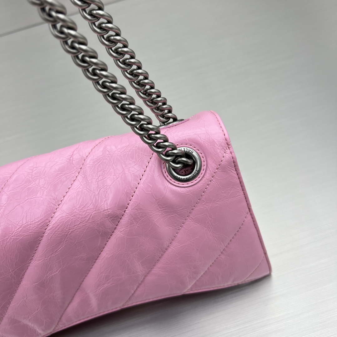 Ba1en*iaga Crush Small Chain Bag Black/Pink/Silver/White For Women‎ 9.8in/24.9cm 716351210J09001