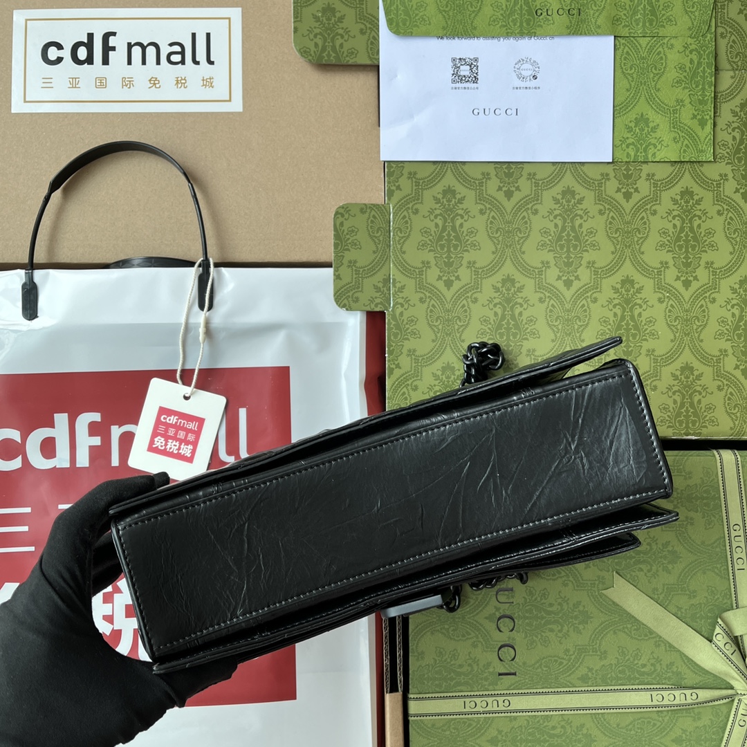 Ba1en*iaga Crush Small Chain Bag Black/Silver/White For Women‎ 9.8in/24.9cm 716351210IY1000