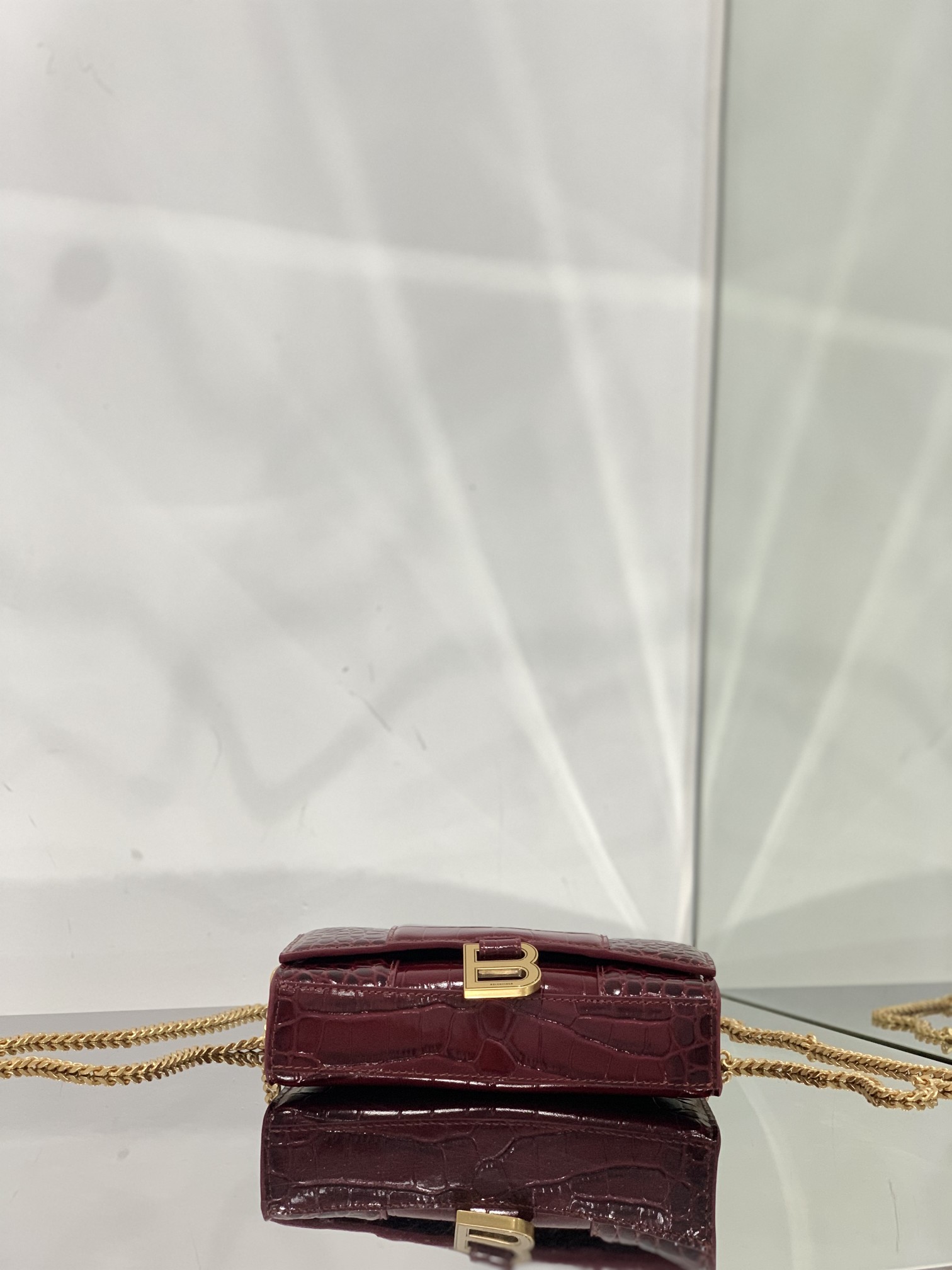 Ba1en*iaga Hourglass Wallet Pink/Burgundy/Dark Green/Black For Women‎ 7.6in/19cm 6560501LRGM6310