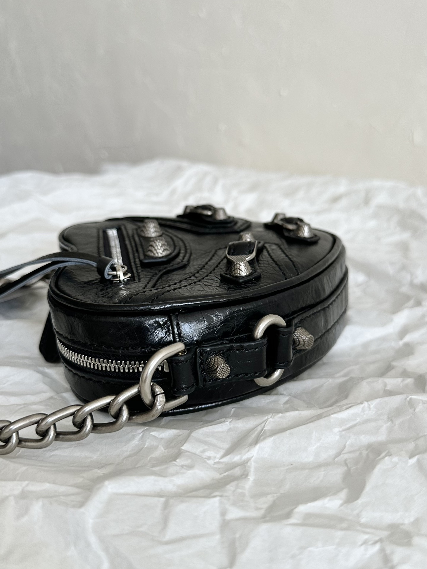 Ba1en*iaga Le Cagole Heart Mini Bag Black/Pink For Women‎ 6.3in/16cm 7227811VG9Y1000