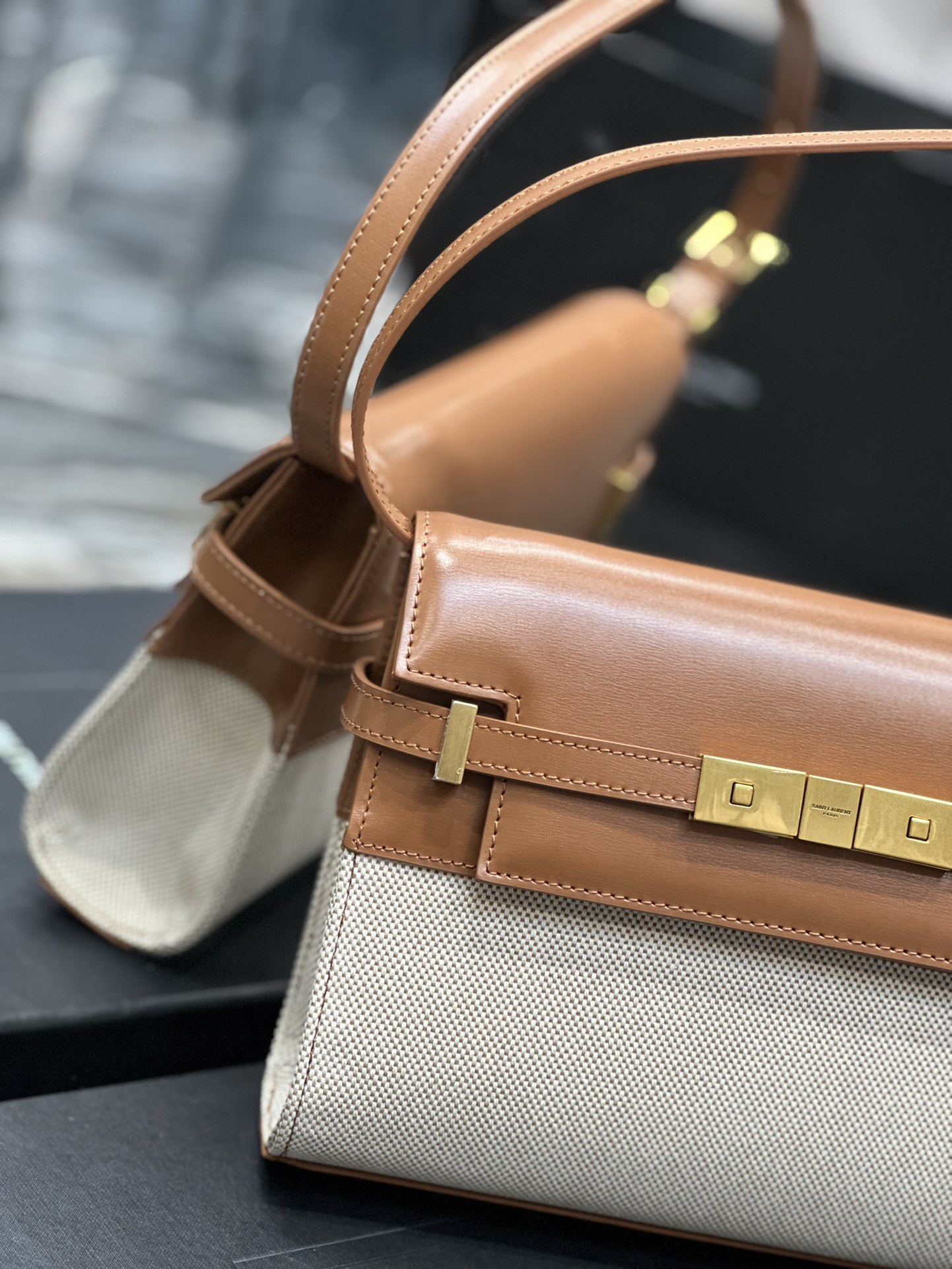 Sa1nt Lau*nt Manhattan Small Shoulder Bag Brown For Women‎ 9.4in/24cm