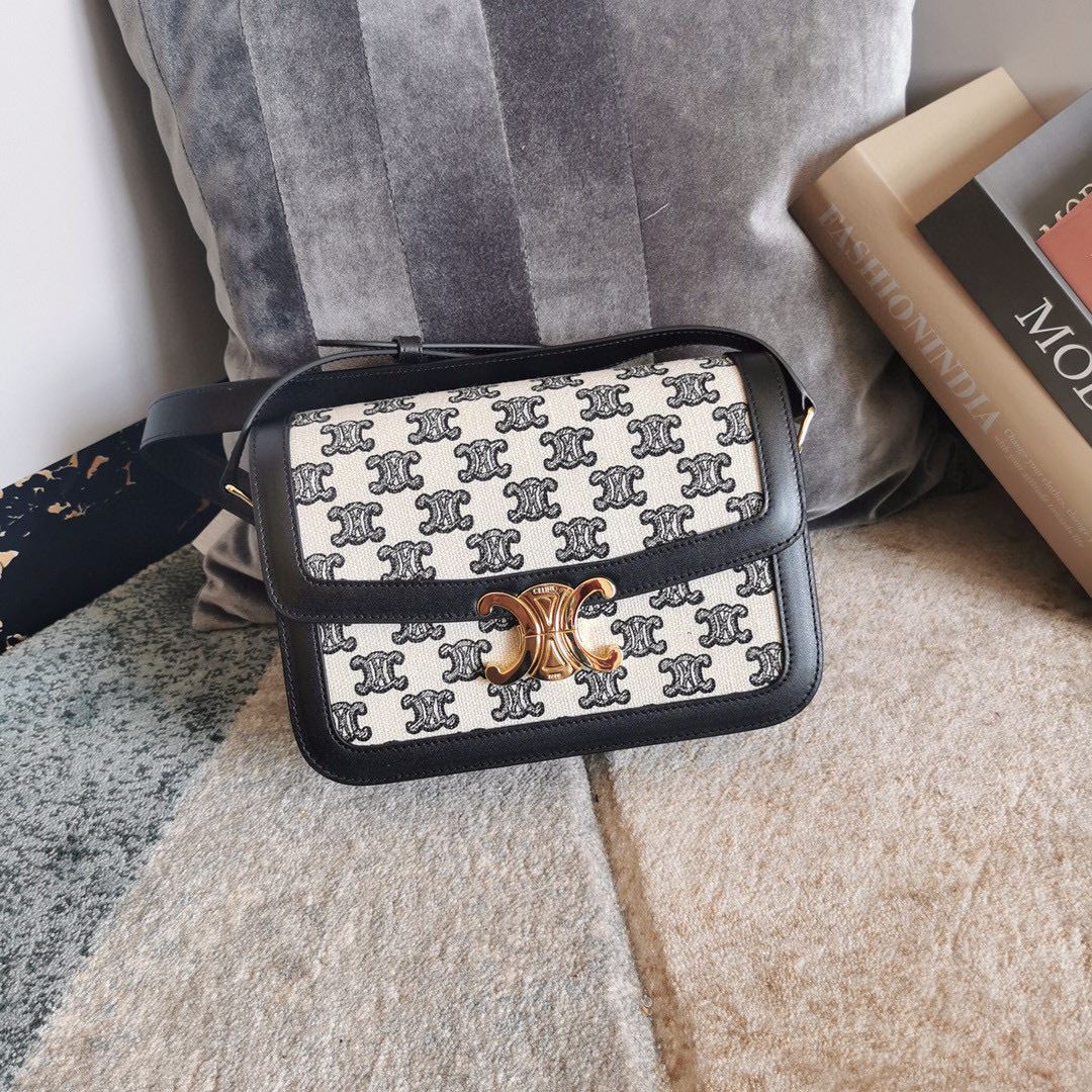 Ce1i*e Teen Triomphe Bag Black/Brown For Women‎ 7in/18.5cm