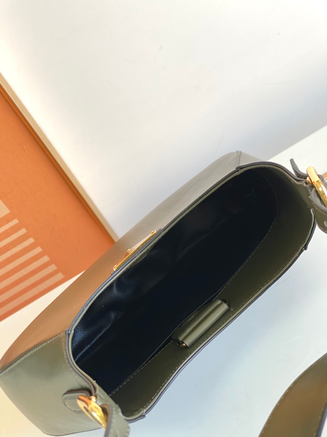 Pra*a Cleo Brushed Shoulder Bag Brown/Green Khaki For Women 10.6 in / 27 cm