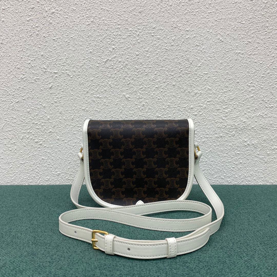 Ce1i*e Medium Folco Bag In Triomphe Canvas With Ce1i*e Print Black And White For Women‎ 7in/18.5cm