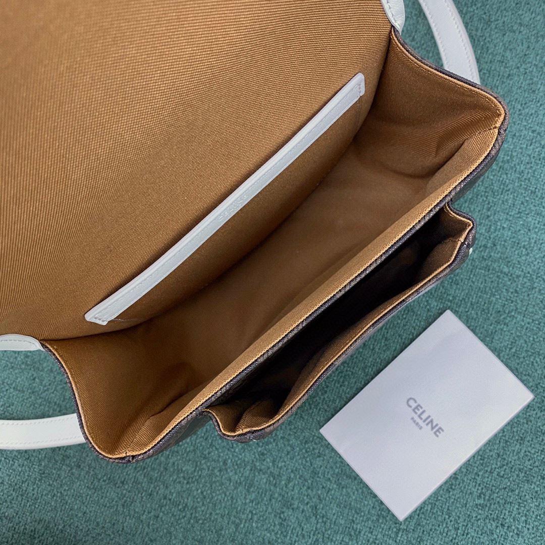 Ce1i*e Medium Folco Bag In Triomphe Canvas With Ce1i*e Print Black And White For Women‎ 7in/18.5cm