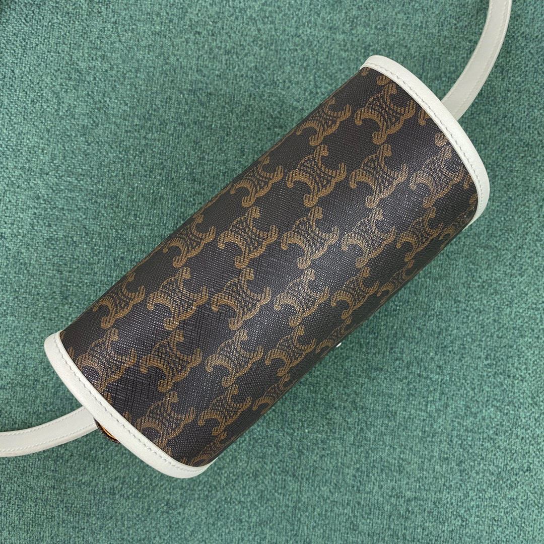 Ce1i*e Medium Folco Bag In Triomphe Canvas With Ce1i*e Print Black And White For Women‎ 7in/18.5cm