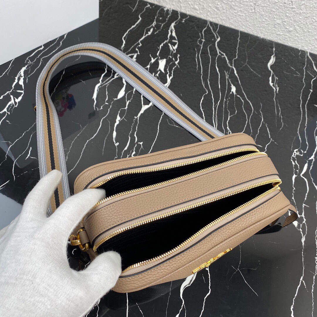 Pra*a Medium Shoulder Bag Grey/Brown/Black For Women 8.6 in / 22 cm