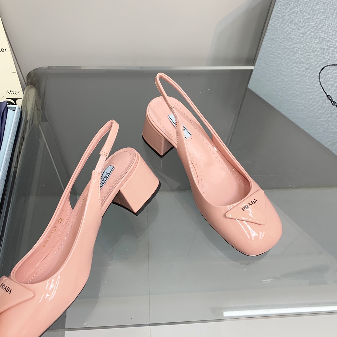 Pra*a Patent Slingback Pumps Light Pink For Women 2.1 in/ 5.5 cm