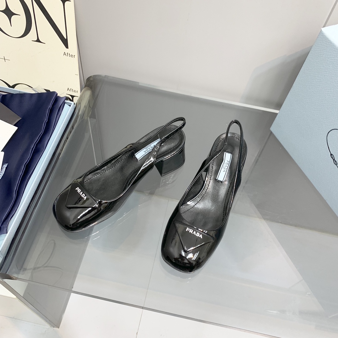 Pra*a Patent Slingback Pumps Black For Women 2.1 in/ 5.5 cm 1I767M_069_F0002_F_045