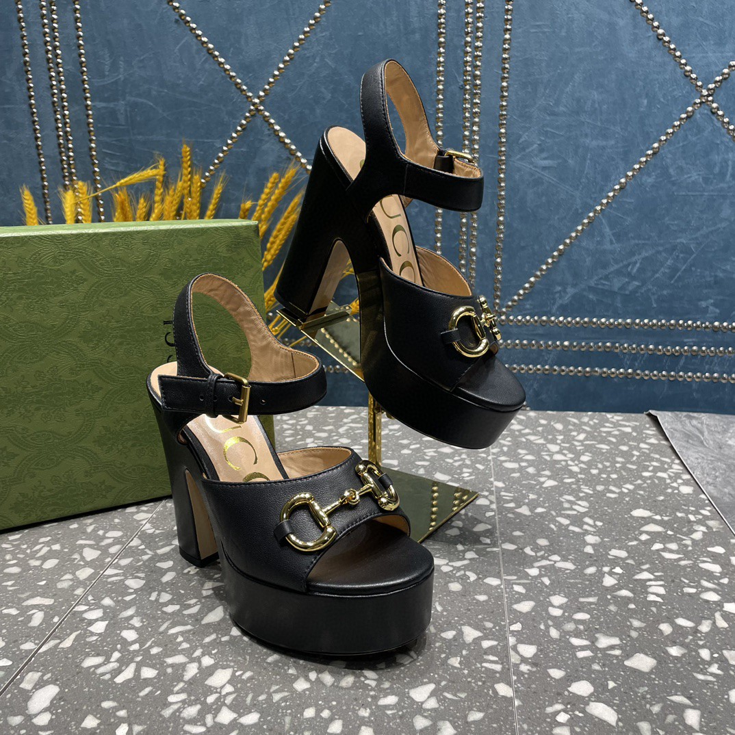 Gvc*1 Platform Sandal With Horsebit Black For Women 674776 BKO00 1000