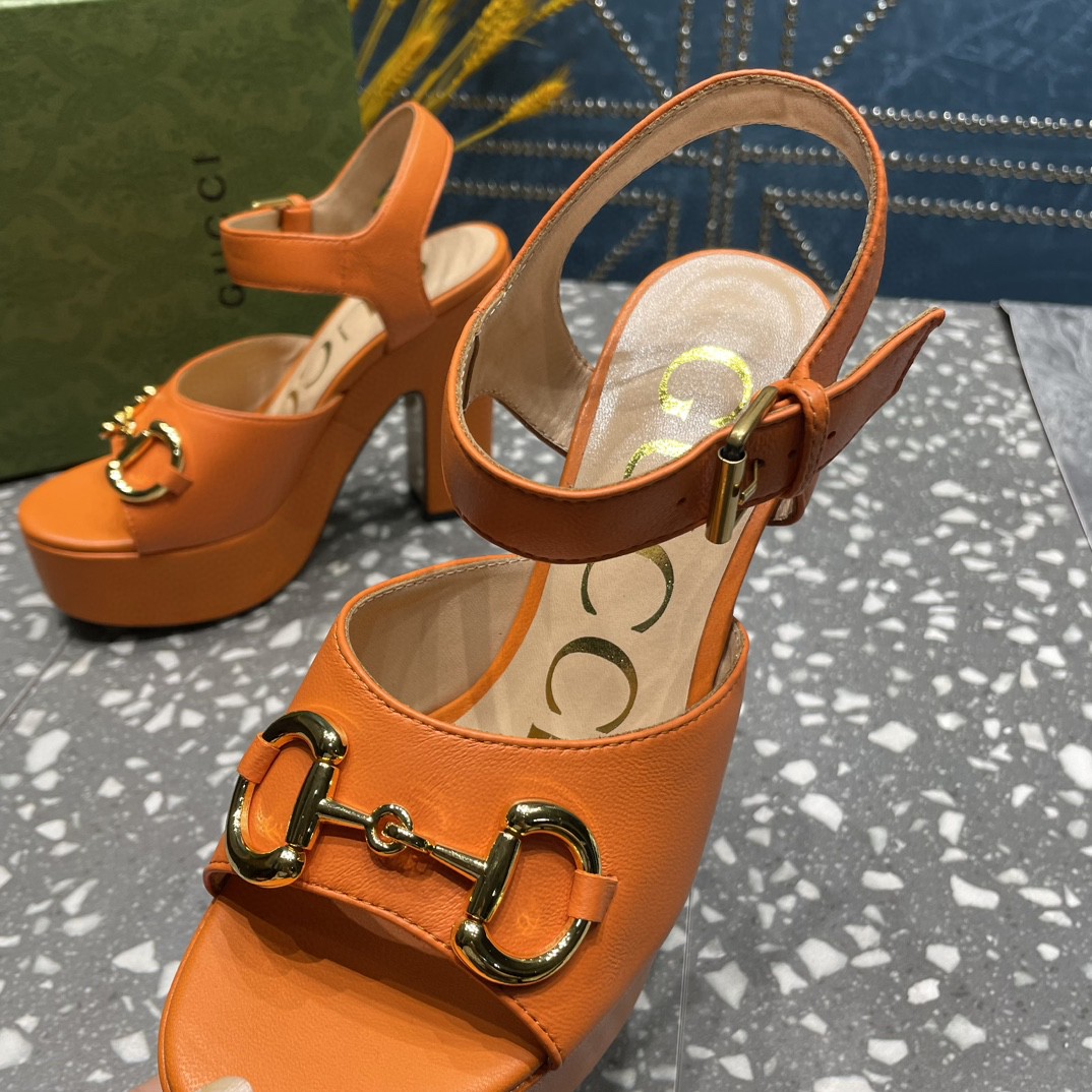 Gvc*1 Platform Sandal With Horsebit Orange For Women