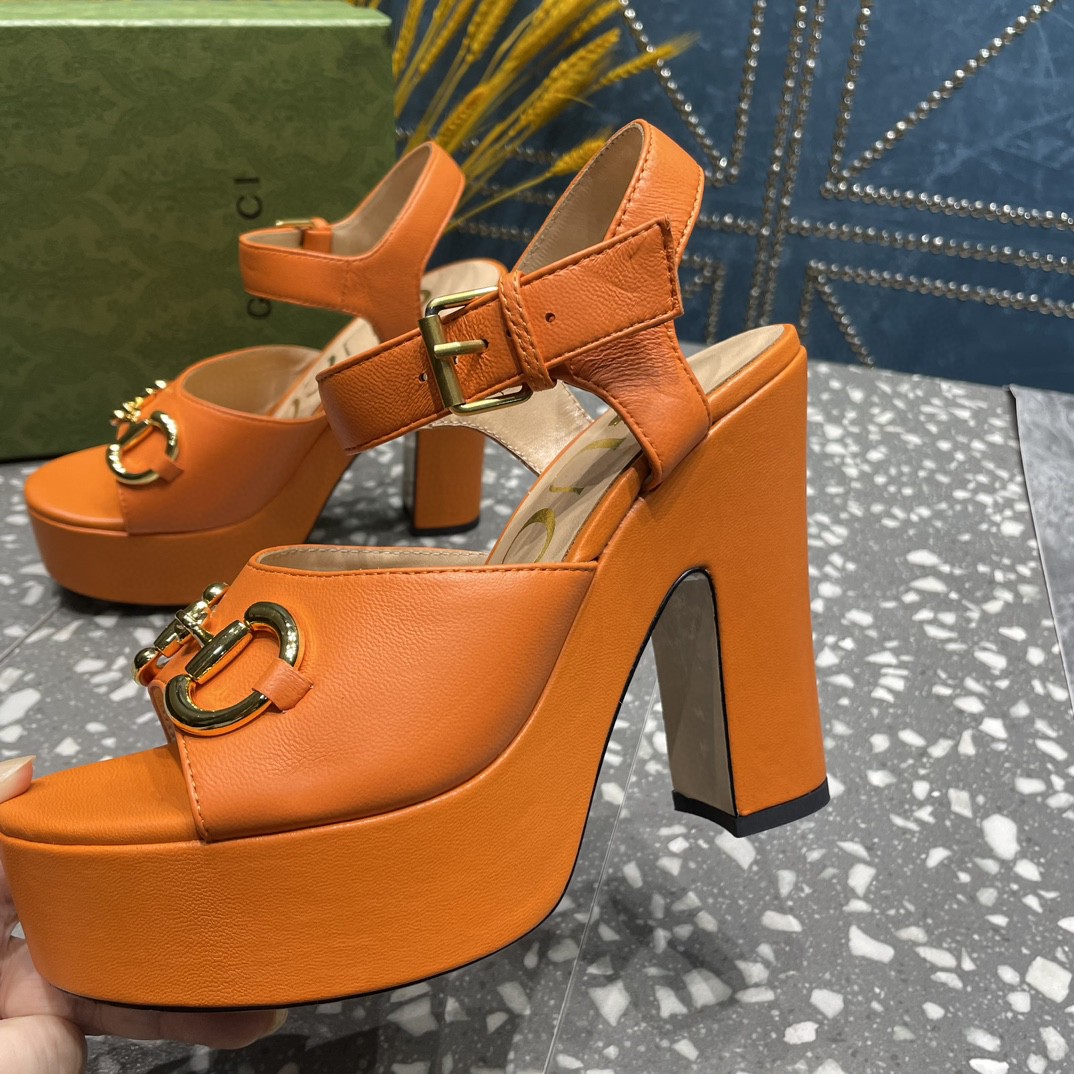 Gvc*1 Platform Sandal With Horsebit Orange For Women