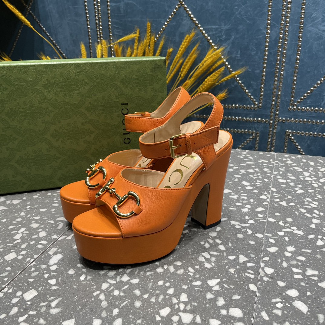 Gvc*1 Platform Sandal With Horsebit Orange For Women