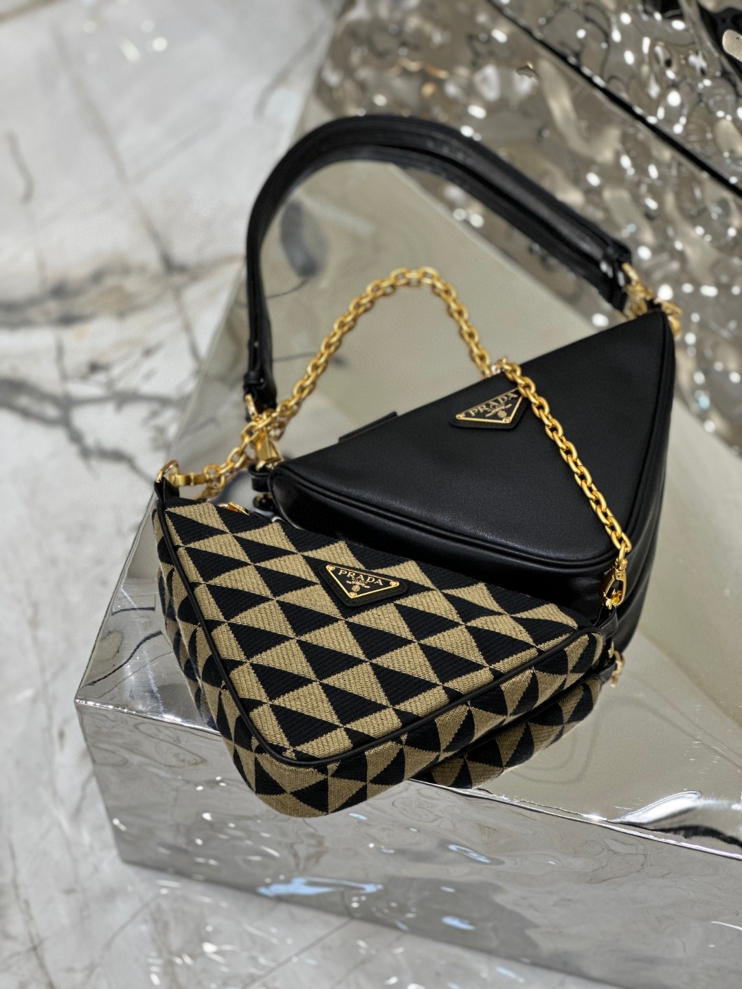 Pra*a Symbole Fabric Mini Bag Red/Beige For Women 11 in / 28 cm 1BC176_2FPN_F0V1I_V_OOO