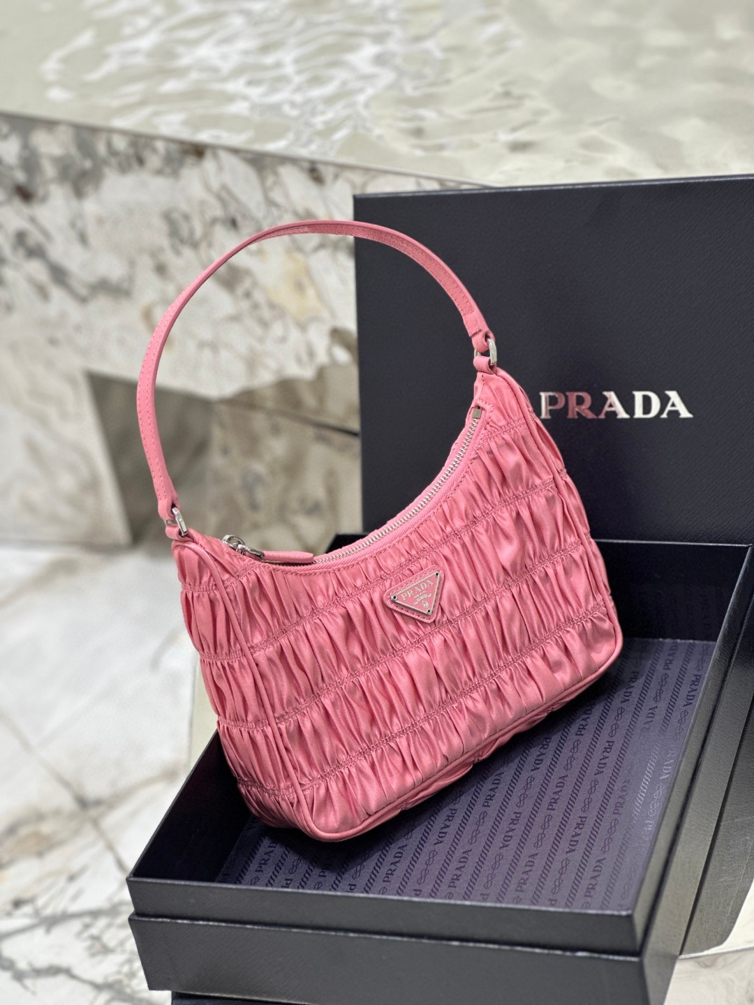 Pra*a Saffiano Mini Bag Pink/Beige/Blue For Women 8.6 in / 22 cm