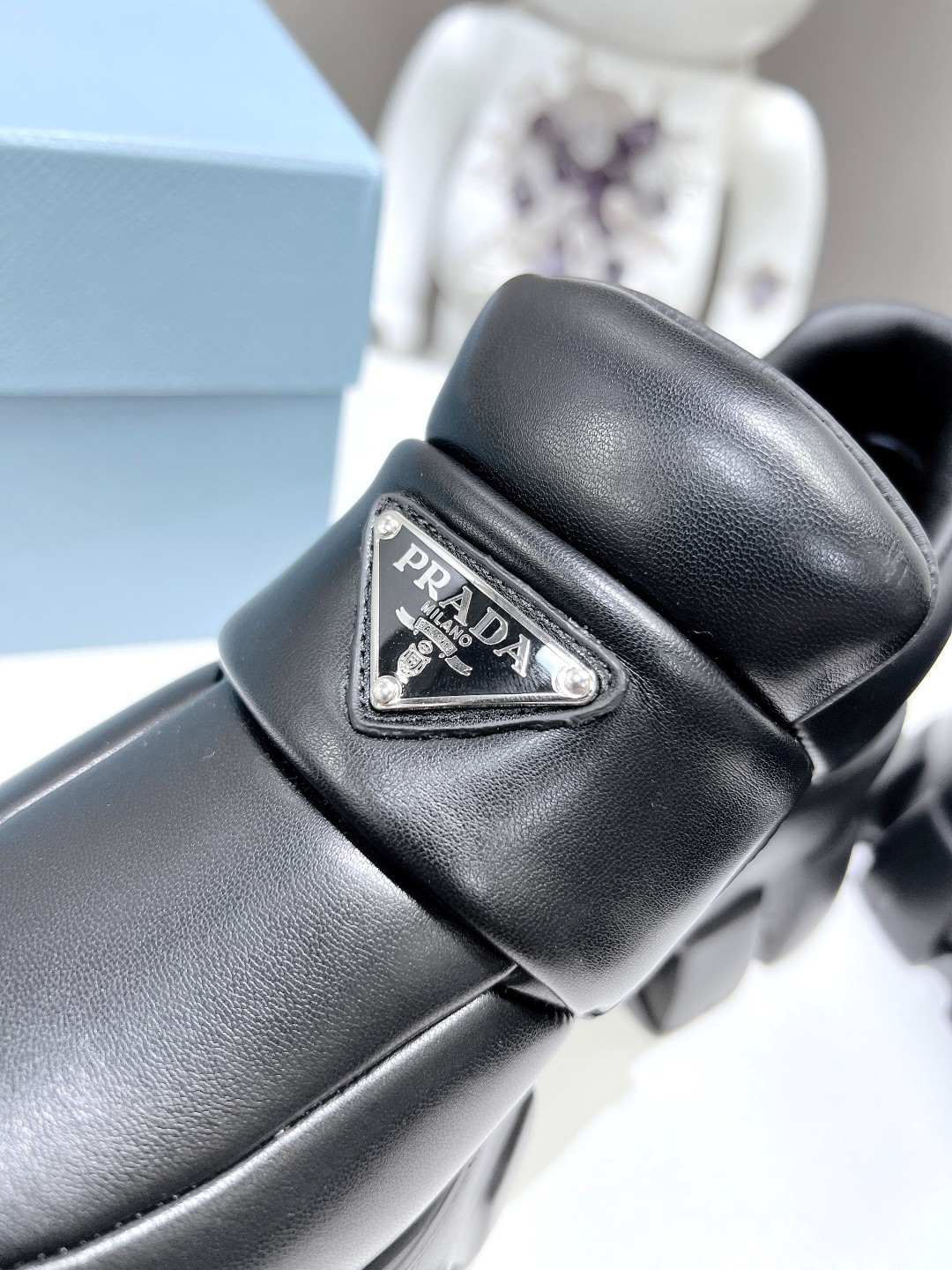 Pra*a Soft Padded Nappa Loafers Black For Women 2.1 in/ 5.5 cm 1D125N_2DL8_F0002_F_055