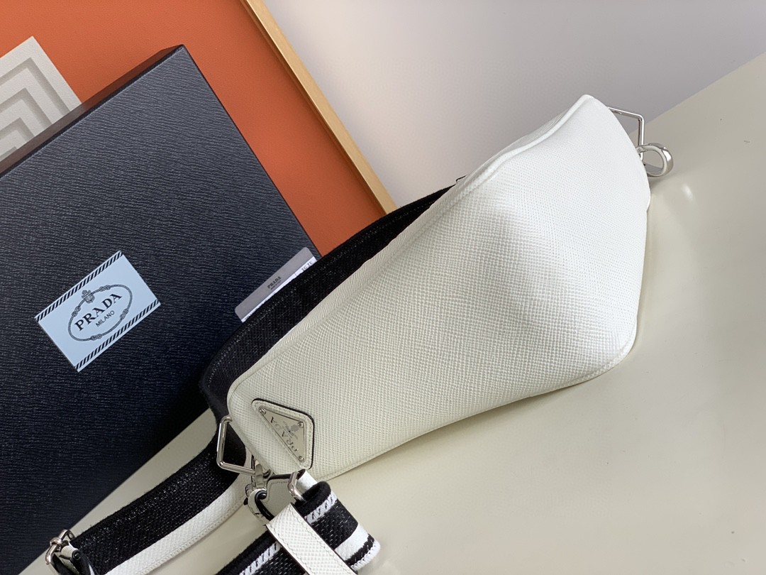 Pra*a Saffiano Pra*a Triangle Bag Green/Black/White For Women 11.1 in / 28 cm 2VH155_2FAD_F0458_V_OOO