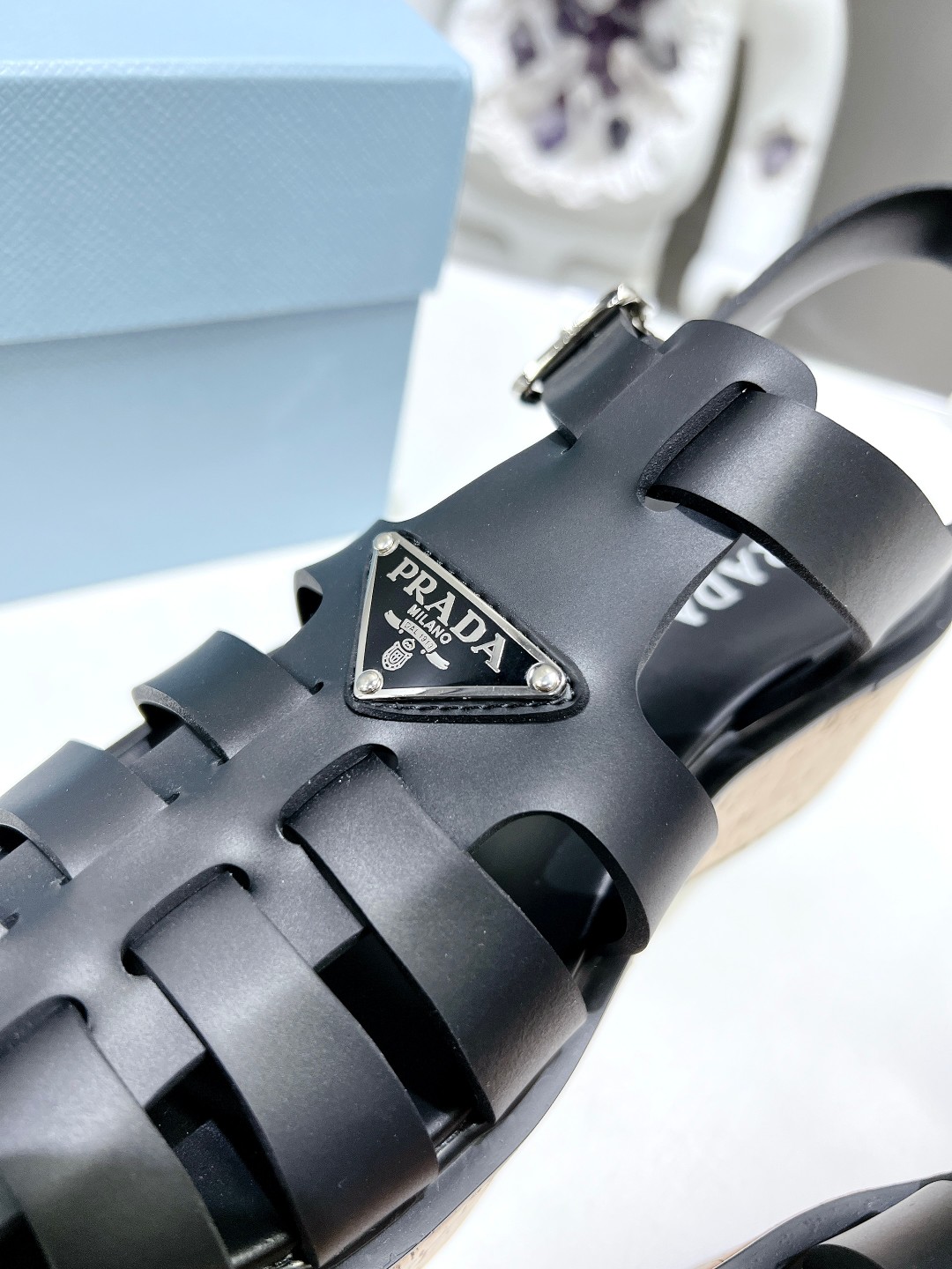 Pra*a Wedge Platform Sandals Black For Women 2.9 in/ 7.5cm 1X853M_3LLP_F0002_F_B075