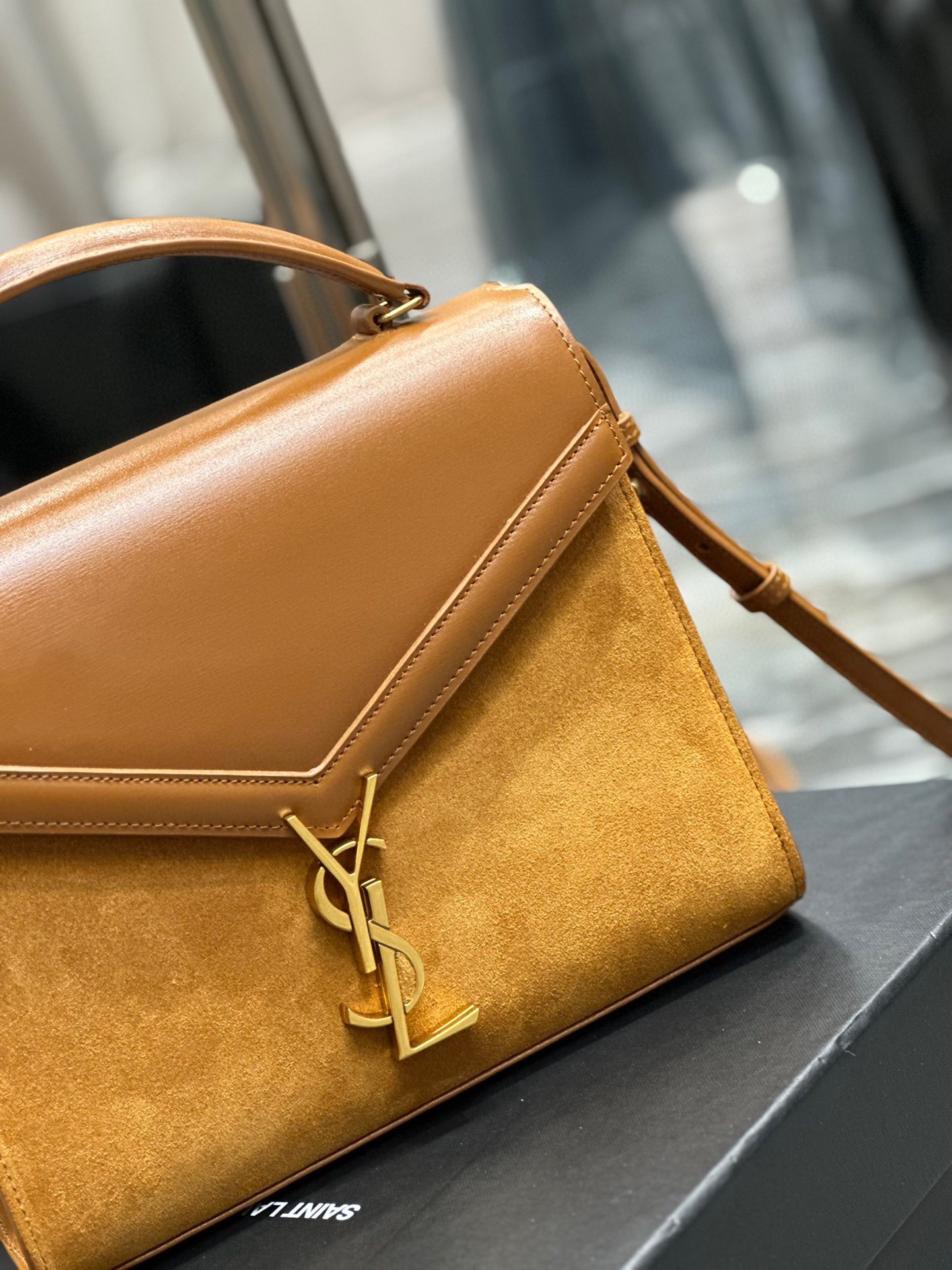 Sa1nt Lau*nt Cassandra Medium Top Handle Bag Black/White/Burgundy/Grey/Brown For Women‎ 9.6in/24.5cm