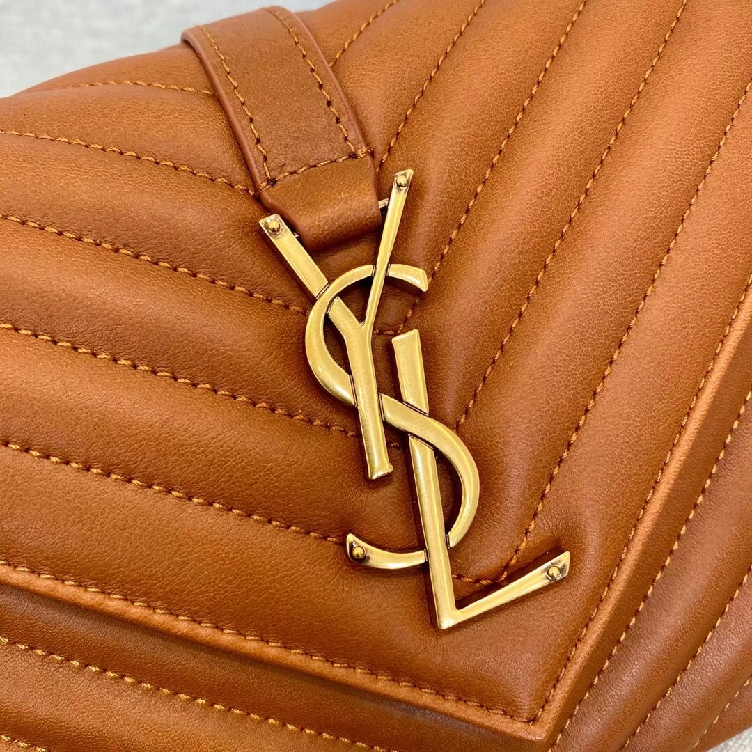 [True-to-ORIGINAL] Sa1nt Lau*nt College Medium Chain Bag Brown For Women‎ 9.4in/24cm 6002791U8077715