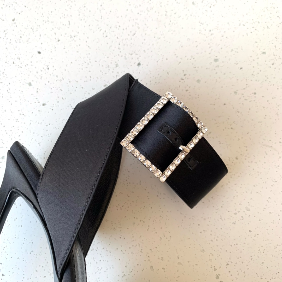 Sa1nt Lau*nt Fanny Slingback Pumps In Crepe Satin Black For Women 7176081UU001000