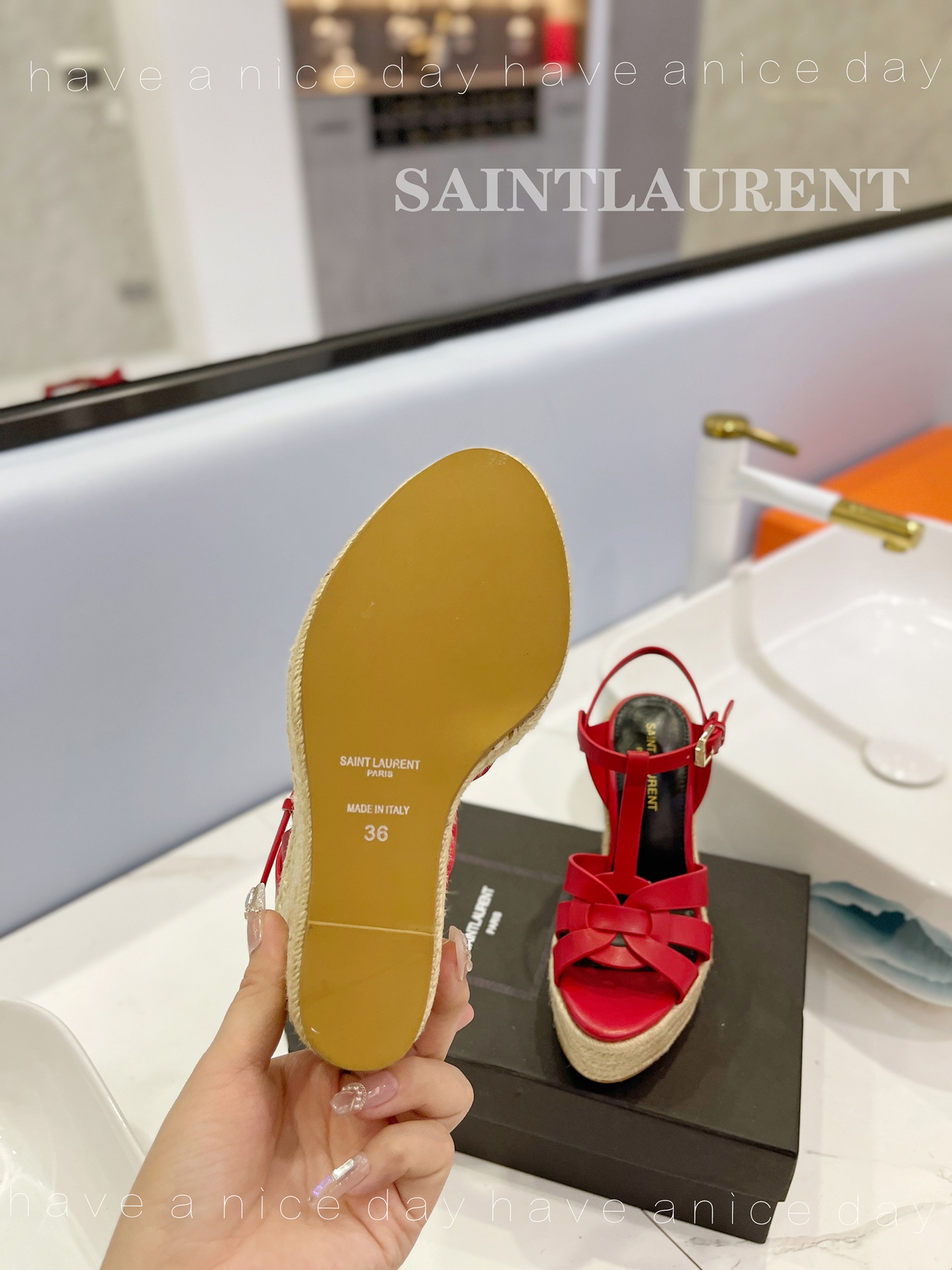 Sa1nt Lau*nt Tribute Espadrilles In Smooth Red For Women