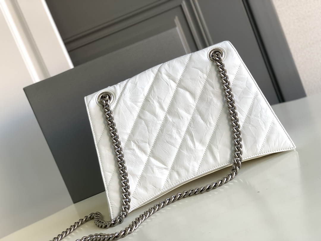Ba1en*iaga Crush Medium Chain Bag Quilted In Optic White For Women 12.2in/31cm 716393210J09001