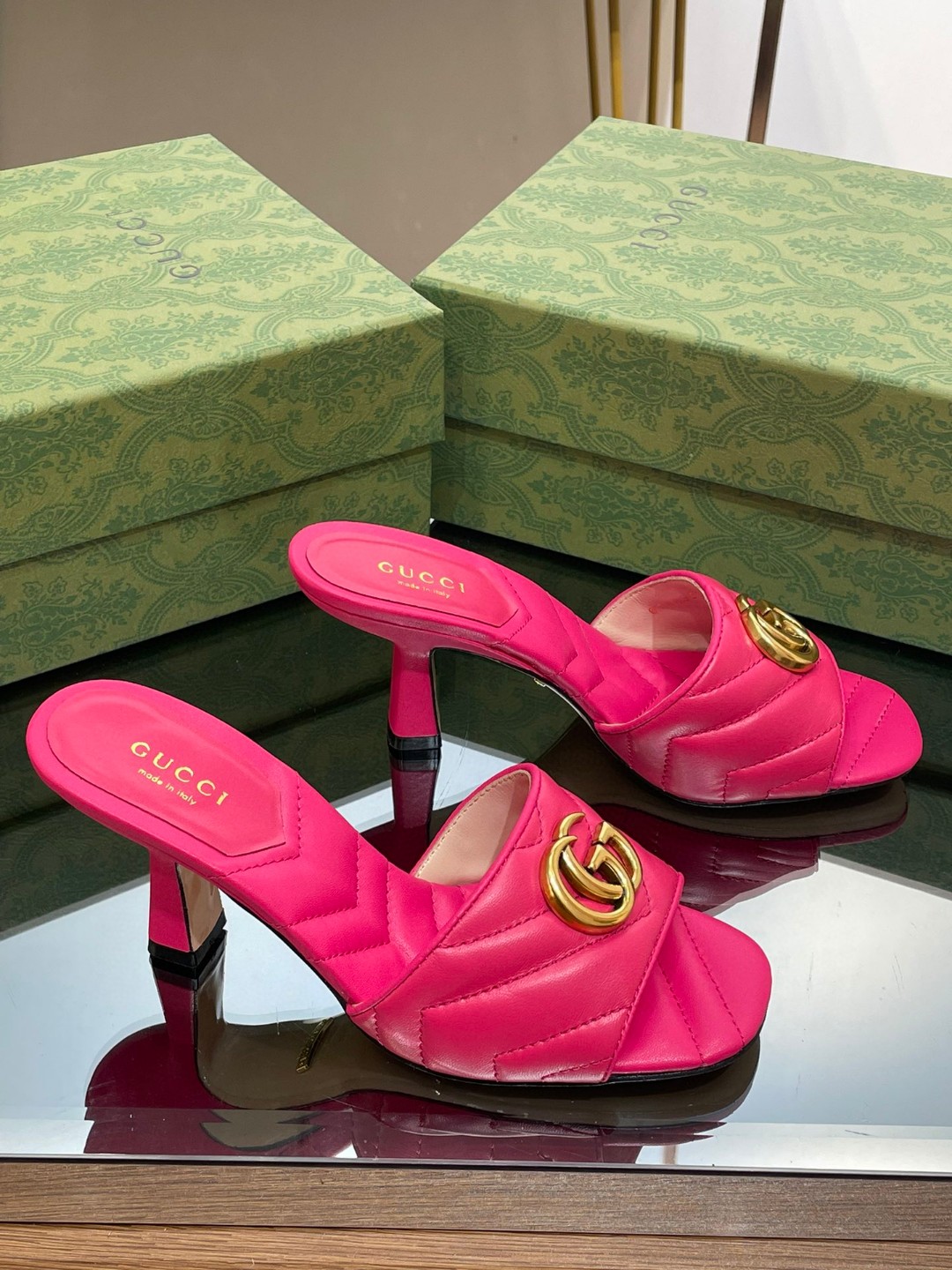 Gvc*1 Double G Slide Sandal Pink For Women 674839 BKO00 5752