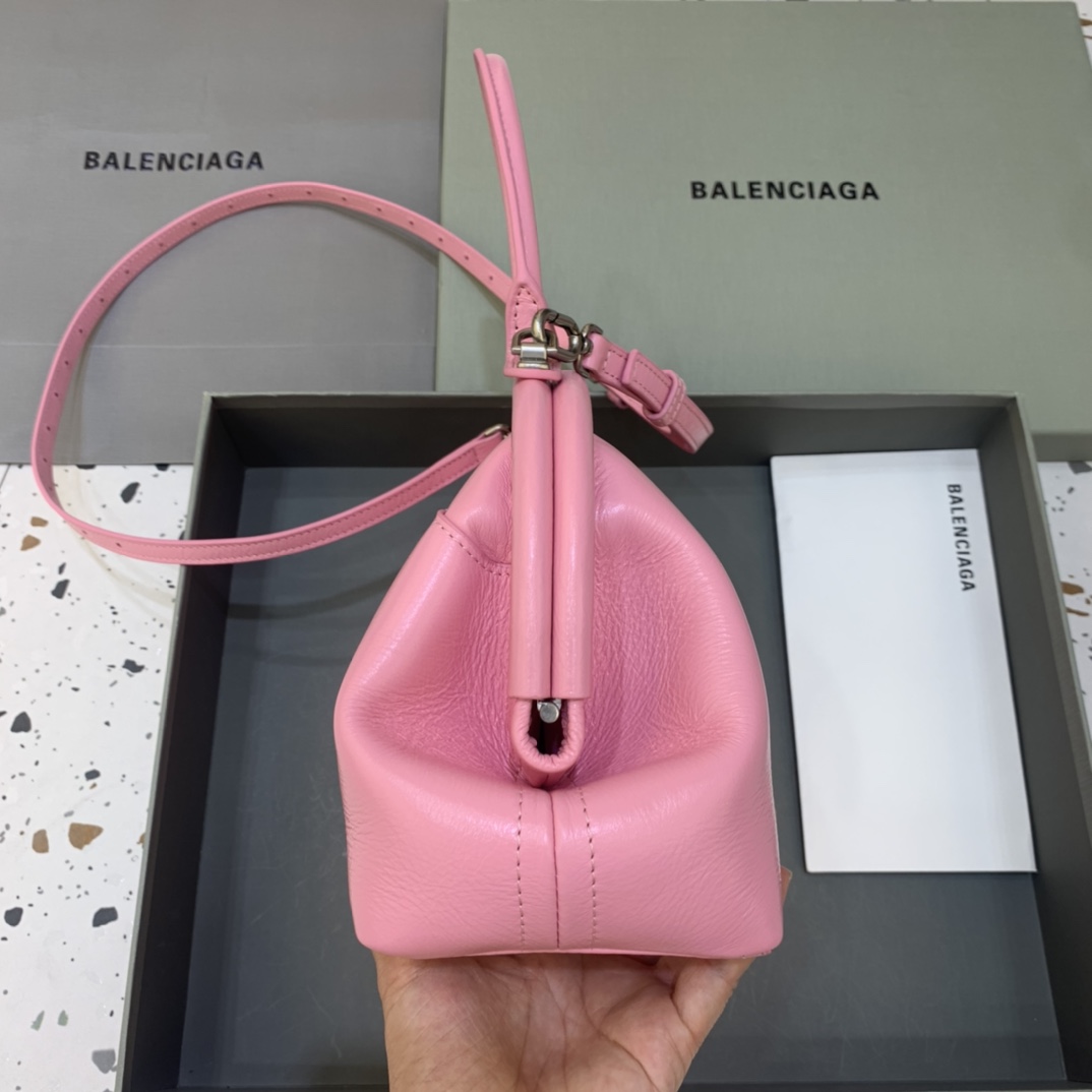 Ba1en*iaga Editor Small Top Handle Bag Pink/Black For Women 10.6 in/27 cm