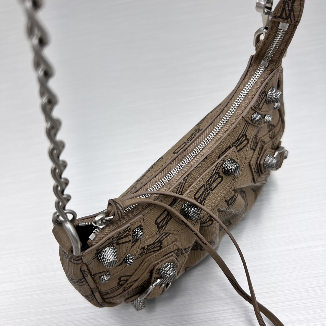 Ba1en*iaga Le Cagole Mini Bag With Chain Bb Monogram Coated Canvas In Beige For Women 8.2 in/20.8 cm 695814210E72762