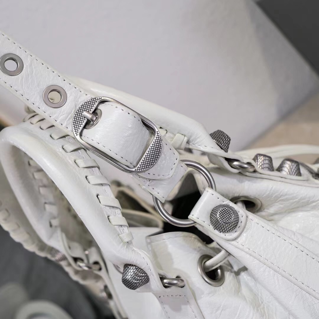 Ba1en*iaga Le Cagole Small Bucket Bag In White/Black/Purple For Women 11.8in/30 cm