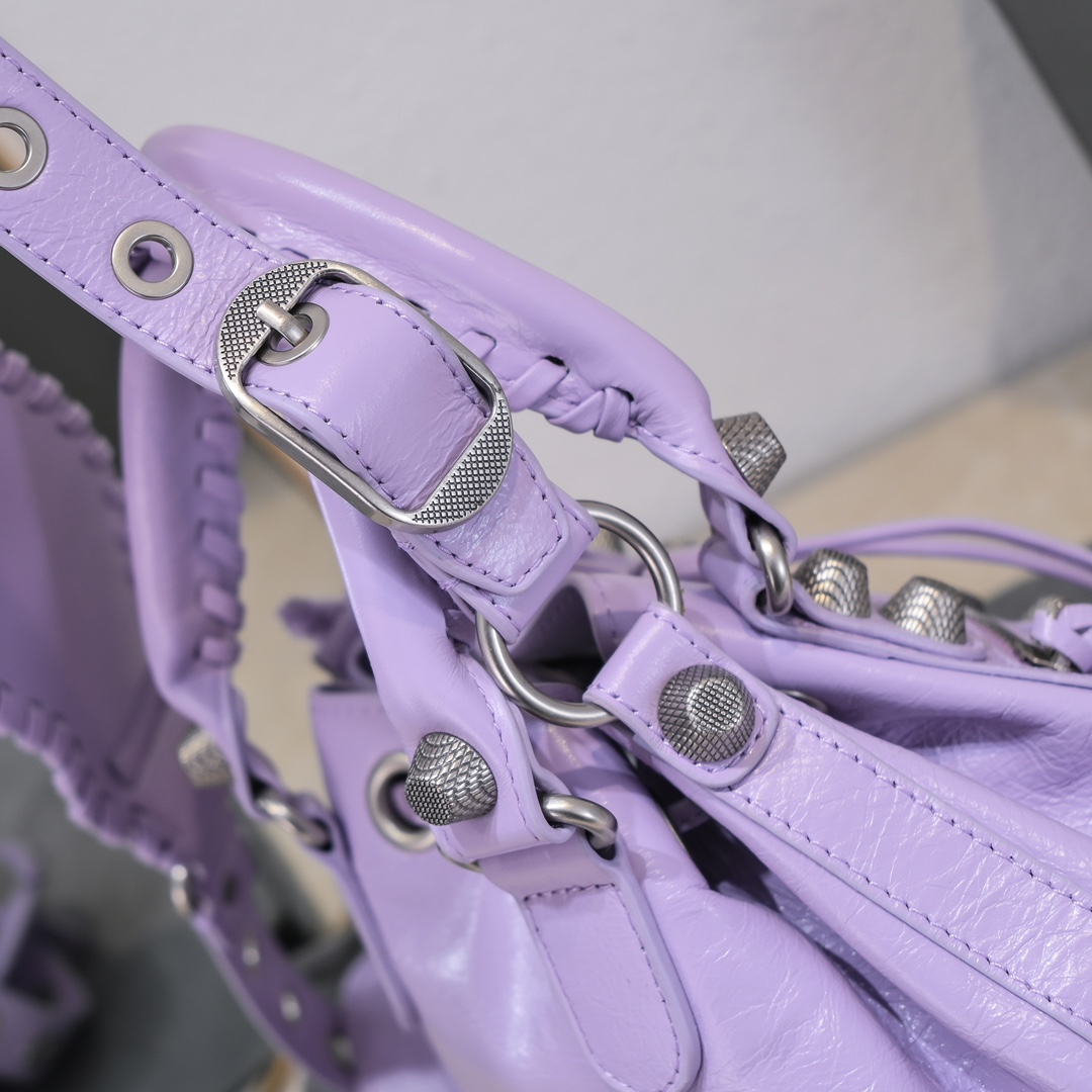 Ba1en*iaga Le Cagole Small Bucket Bag In White/Black/Purple For Women 11.8in/30 cm