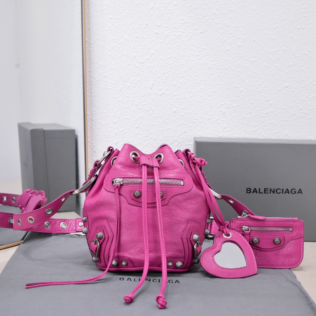 Ba1en*iaga Le Cagole Xs Bucket Bag Purple/Pink/Red/Blue/Green For Women 7.8in/20 cm