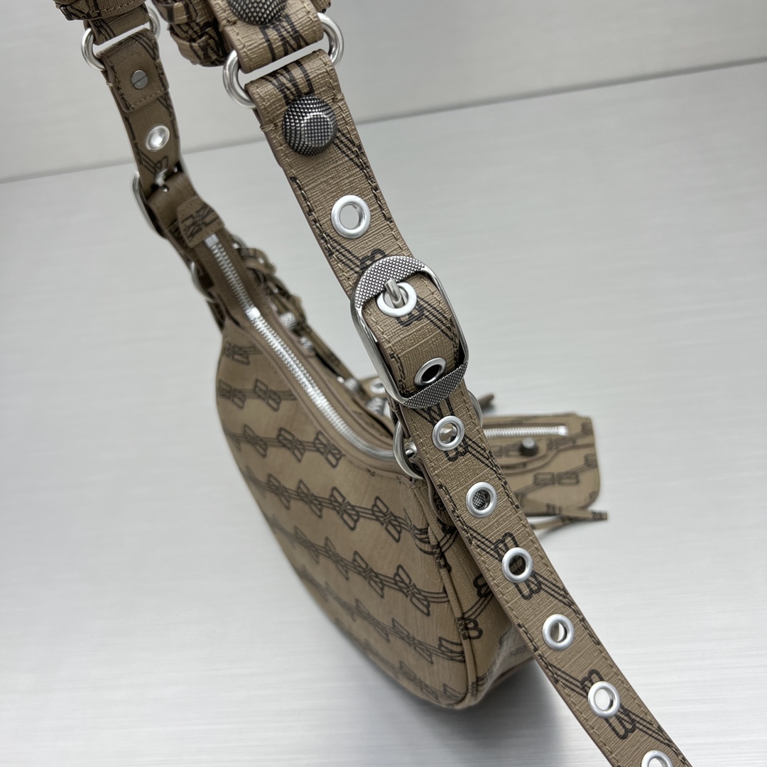 Ba1en*iaga Le Cagole XS Shoulder Bag Bb Monogram Coated Canvas In Beige For Women 10.2 in/26 cm