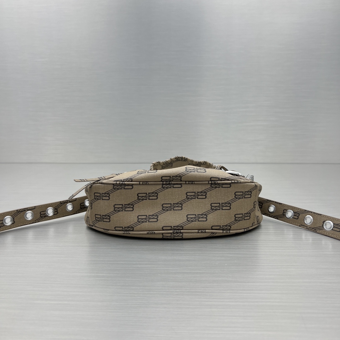 Ba1en*iaga Le Cagole XS Shoulder Bag Bb Monogram Coated Canvas In Beige For Women 10.2 in/26 cm