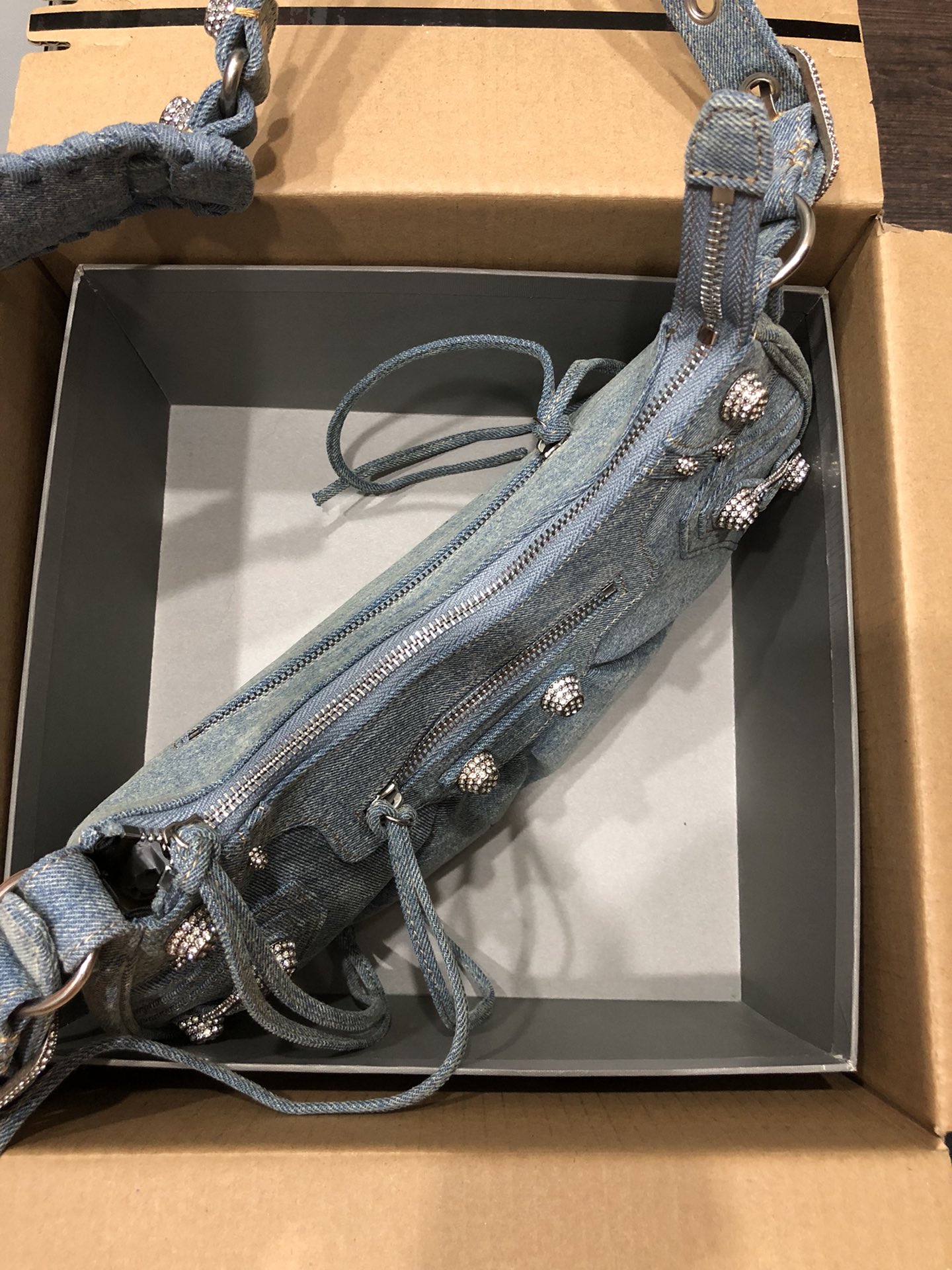 Ba1en*iaga Le Cagole XS Shoulder Bag Denim In Blue For Women 10.2in/26cm 6713092109U4715