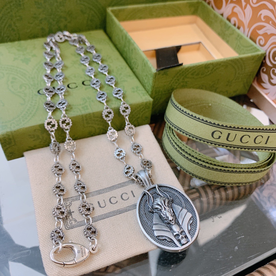 Gvc*1 Anubis Deity Necklace Silver Tone For Women